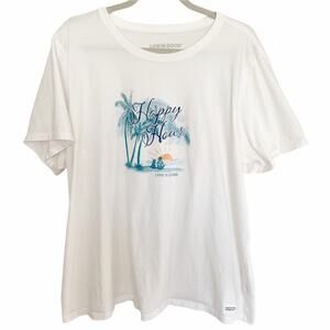 Life Is Good White Happy Hour Sunset Beach Graphic Crusher Tee 3XL
